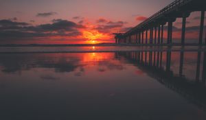 Preview wallpaper sea, pier, sunset, sky