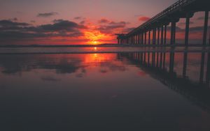 Preview wallpaper sea, pier, sunset, sky