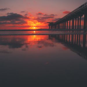 Preview wallpaper sea, pier, sunset, sky