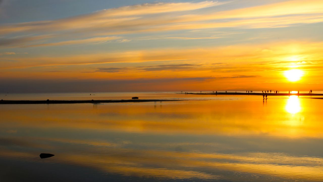 Wallpaper sea, pier, sunset, dark, sky