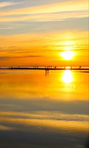 Preview wallpaper sea, pier, sunset, dark, sky