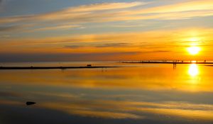 Preview wallpaper sea, pier, sunset, dark, sky