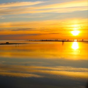 Preview wallpaper sea, pier, sunset, dark, sky