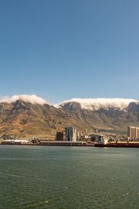 Preview wallpaper sea, port, mountains, clouds