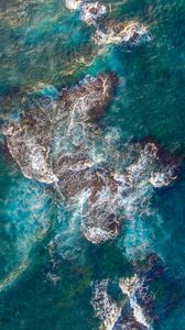 Preview wallpaper sea, reef, aerial view, waves, water