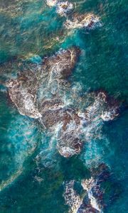 Preview wallpaper sea, reef, aerial view, waves, water