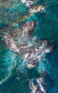 Preview wallpaper sea, reef, aerial view, waves, water