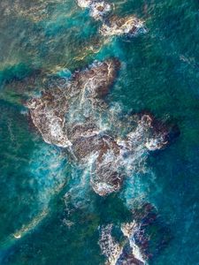 Preview wallpaper sea, reef, aerial view, waves, water