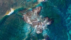 Preview wallpaper sea, reef, aerial view, waves, water