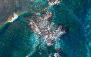 Preview wallpaper sea, reef, aerial view, waves, water