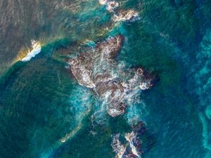 Preview wallpaper sea, reef, aerial view, waves, water