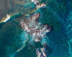 Preview wallpaper sea, reef, aerial view, waves, water