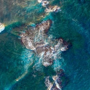 Preview wallpaper sea, reef, aerial view, waves, water