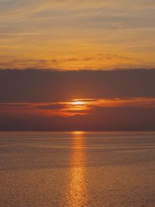 Preview wallpaper sea, reflection, sunset, horizon