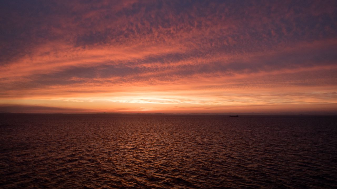 Wallpaper sea, ripples, horizon, sky, sunset