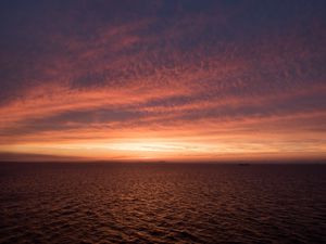 Preview wallpaper sea, ripples, horizon, sky, sunset