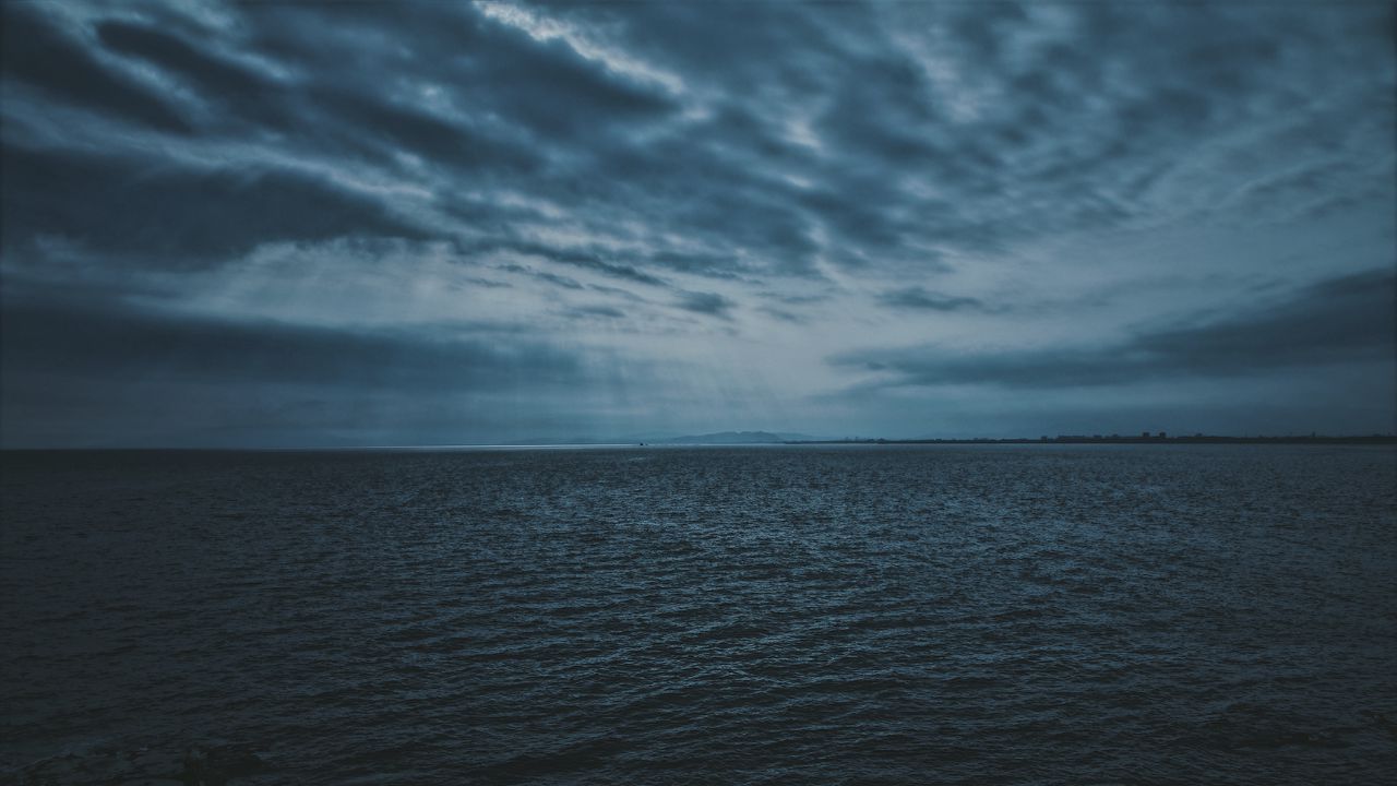 Wallpaper sea, ripples, twilight, horizon, clouds