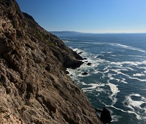 Preview wallpaper sea, rock, slope, relief, landscape, nature