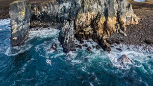 Preview wallpaper sea, rock, stones, lighthouse, nature