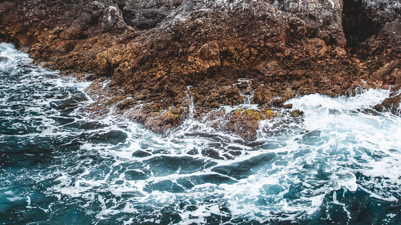 Wallpaper sea, rock, water, waves, stones