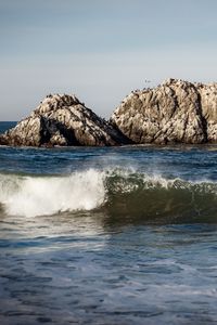 Preview wallpaper sea, rock, wave, birds, nature