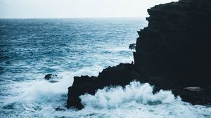 Preview wallpaper sea, rock, waves, spray, water