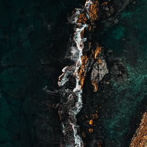 Preview wallpaper sea, rocks, aerial view, water, stones