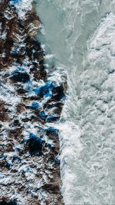 Preview wallpaper sea, rocks, aerial view, waves, surf