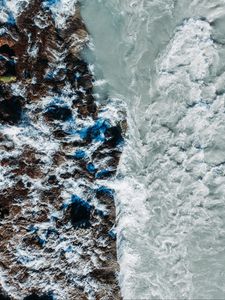 Preview wallpaper sea, rocks, aerial view, waves, surf