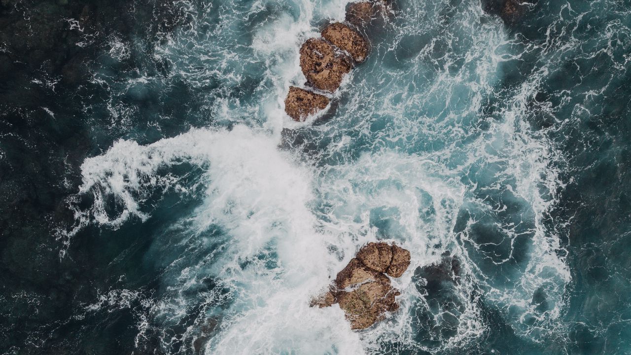 Wallpaper Sea, Rocks, Aerial View, Waves, Water Hd, Picture, Image