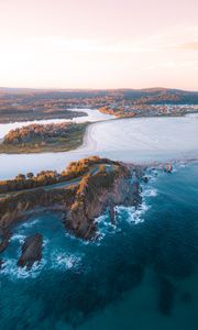 Preview wallpaper sea, rocks, aerial view, coast, landscape