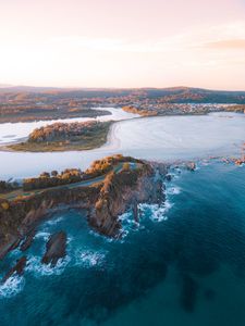 Preview wallpaper sea, rocks, aerial view, coast, landscape