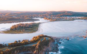 Preview wallpaper sea, rocks, aerial view, coast, landscape