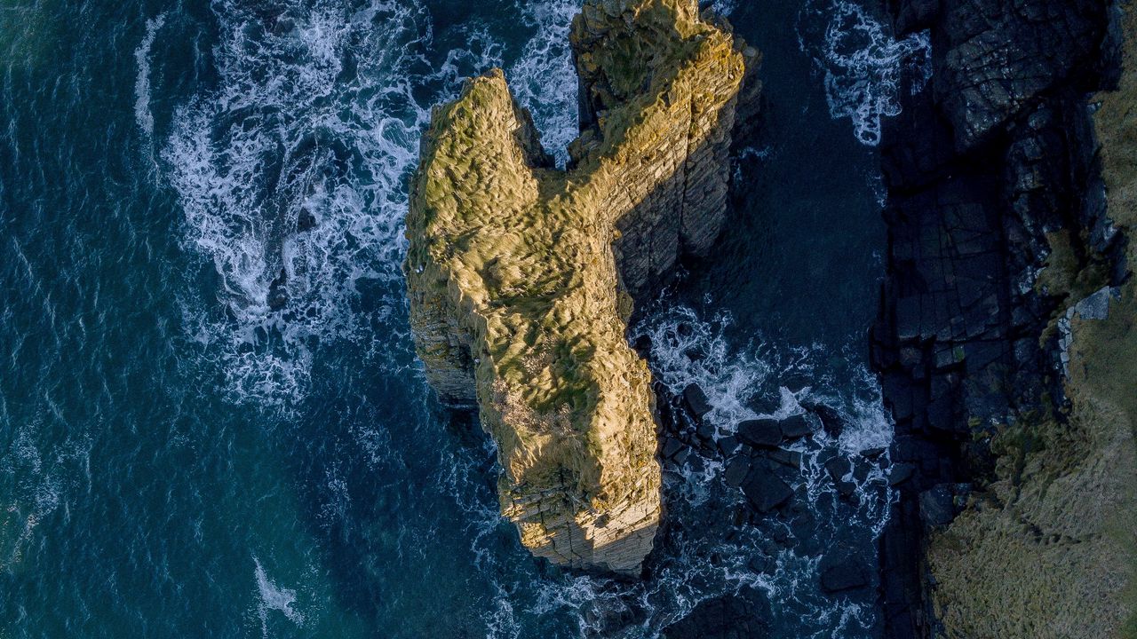 Wallpaper sea, rocks, aerial view, water, waves