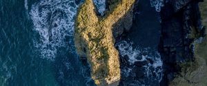 Preview wallpaper sea, rocks, aerial view, water, waves