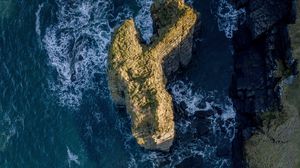 Preview wallpaper sea, rocks, aerial view, water, waves