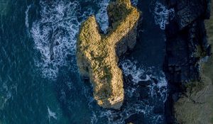 Preview wallpaper sea, rocks, aerial view, water, waves