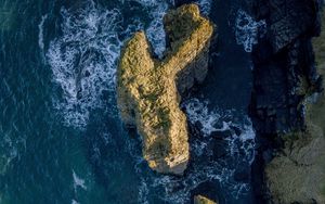 Preview wallpaper sea, rocks, aerial view, water, waves