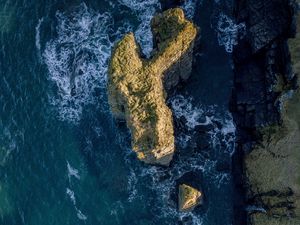 Preview wallpaper sea, rocks, aerial view, water, waves