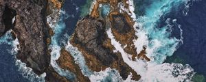 Preview wallpaper sea, rocks, aerial view, waves, coast