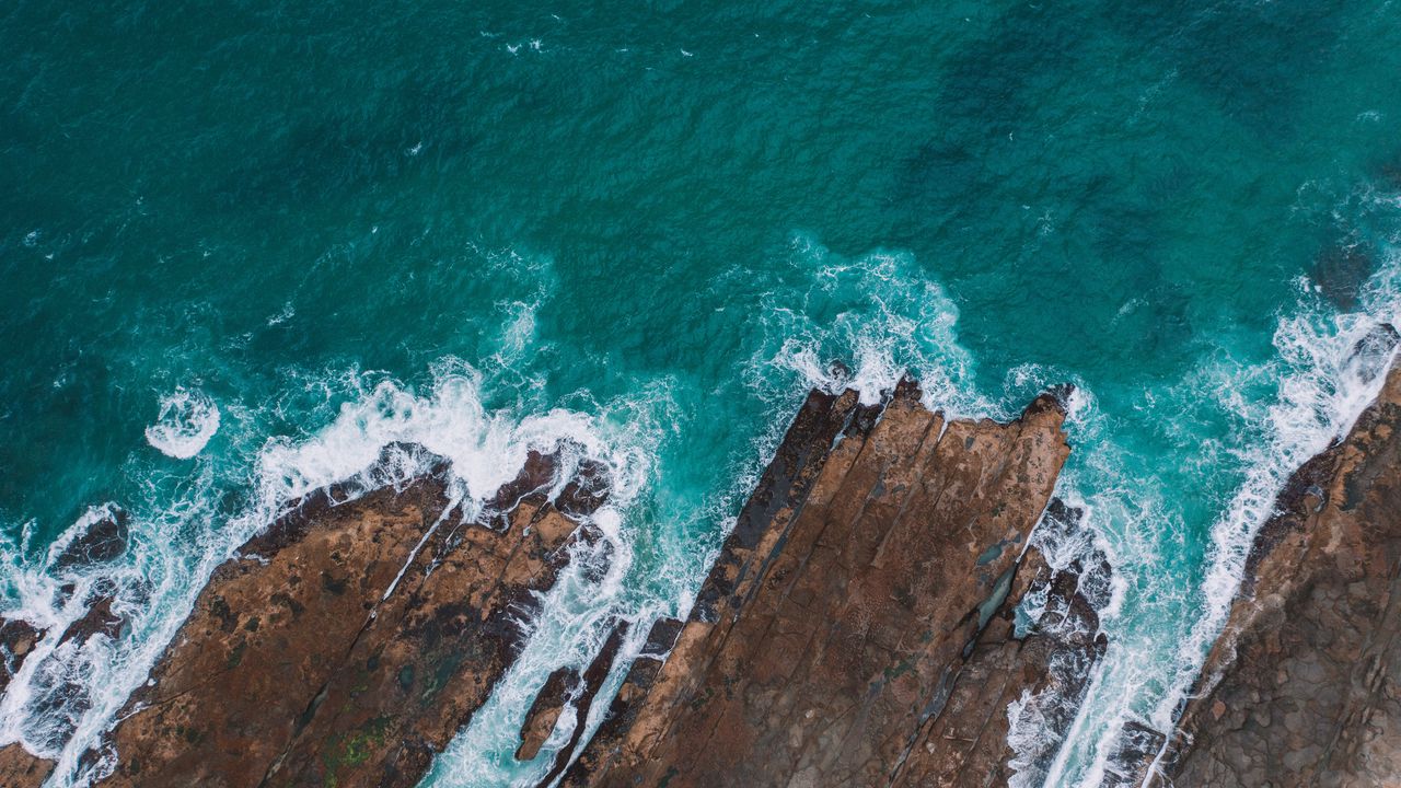 Wallpaper sea, rocks, aerial view, coast, water