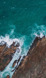 Preview wallpaper sea, rocks, aerial view, coast, water