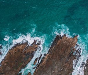 Preview wallpaper sea, rocks, aerial view, coast, water