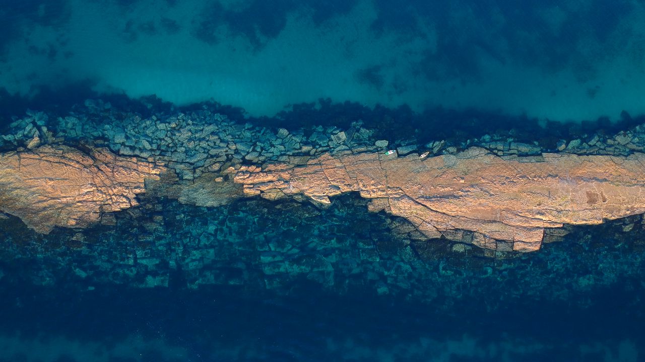 Wallpaper sea, rocks, aerial view, water