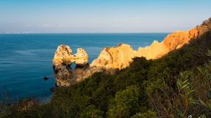 Preview wallpaper sea, rocks, coast, horizon