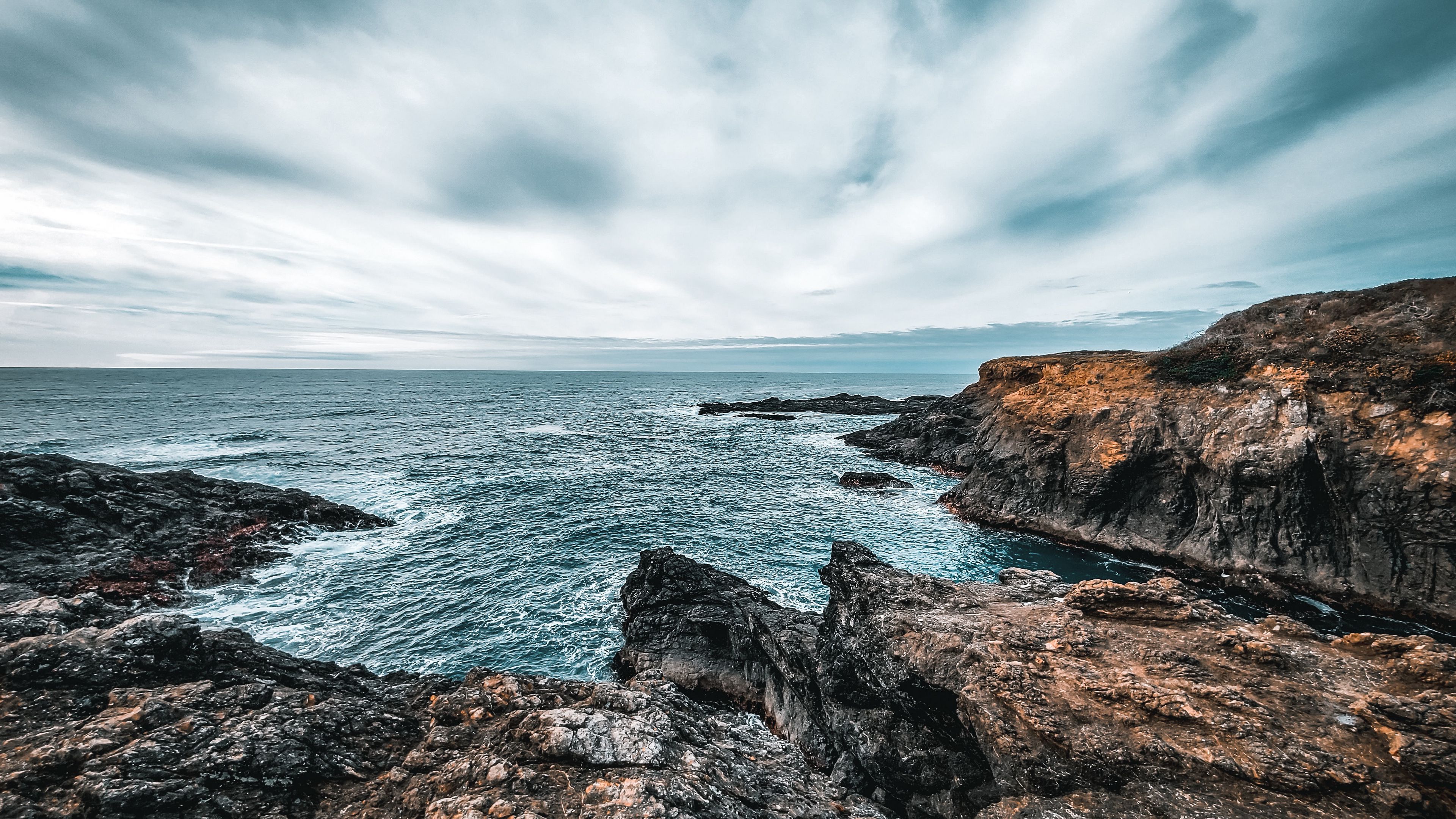 Download Wallpaper 3840x2160 Ocean, Waves, Rocks, Coast, Shore 4k Uhd