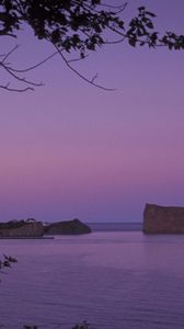 Preview wallpaper sea, rocks, evening, moon