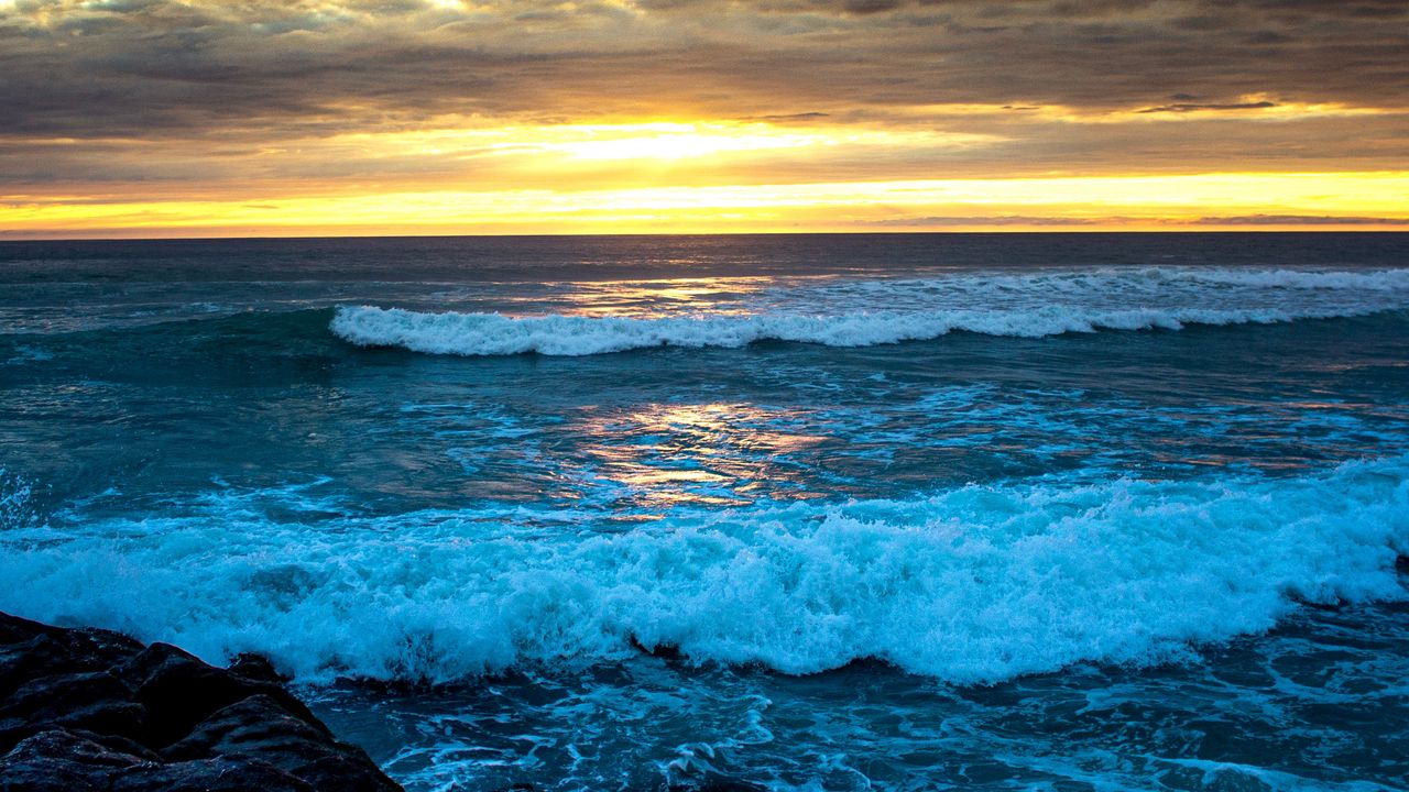 Wallpaper sea, rocks, horizon, sunset
