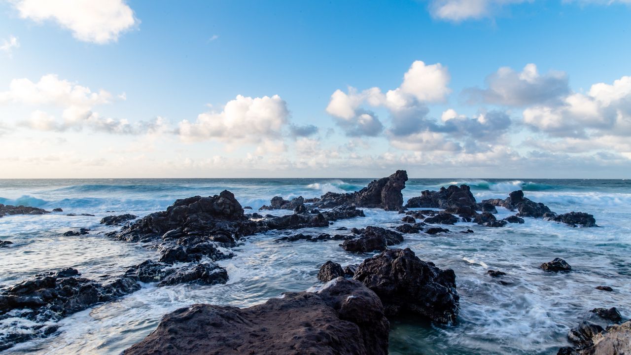 Wallpaper sea, rocks, shore, surf