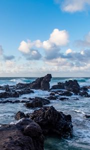 Preview wallpaper sea, rocks, shore, surf